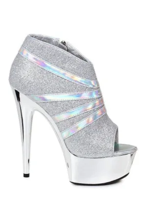 609-KIKI Platform Pump  | Silver Faux Leather