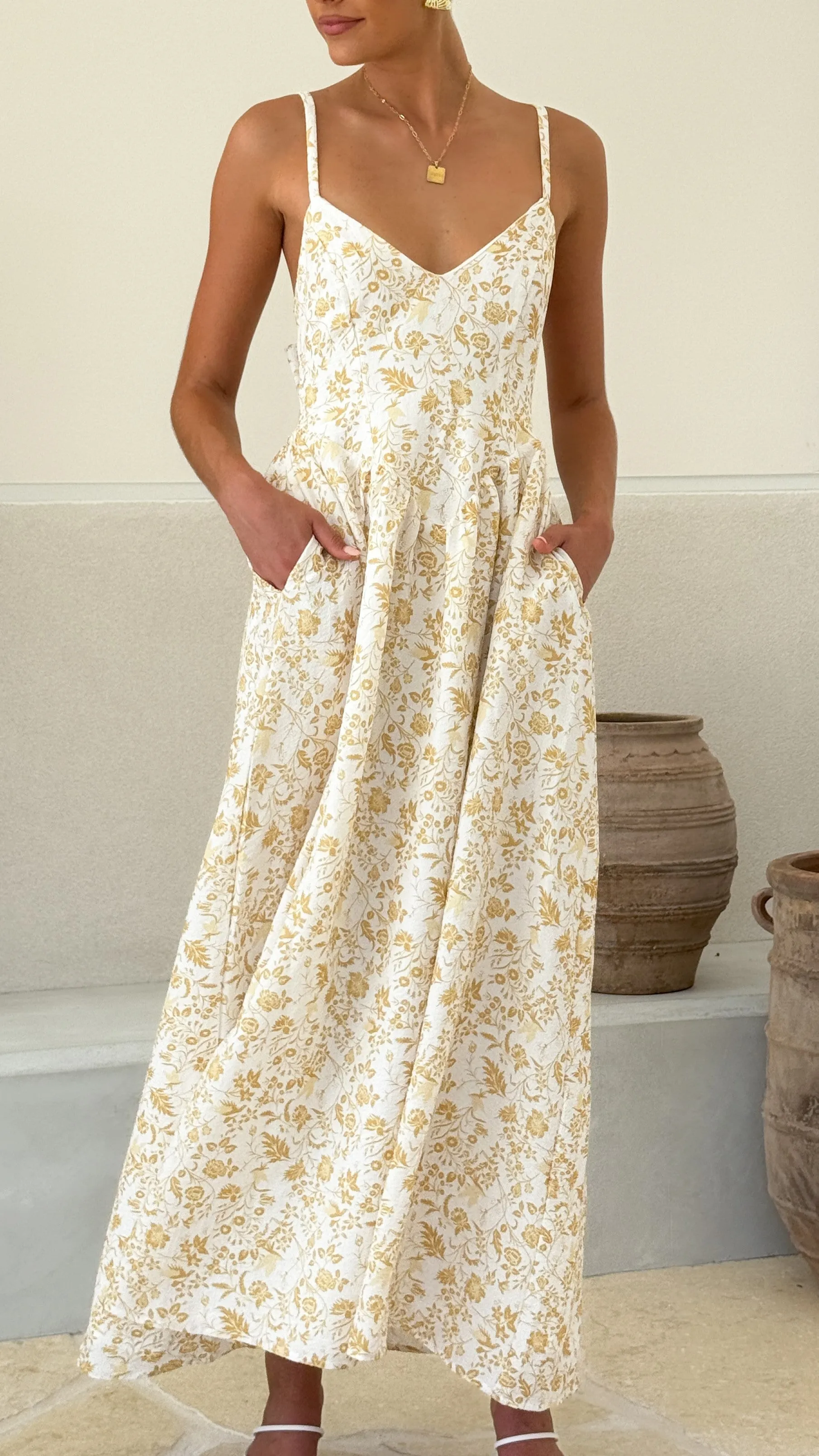 Azura Maxi Dress - Yellow Floral