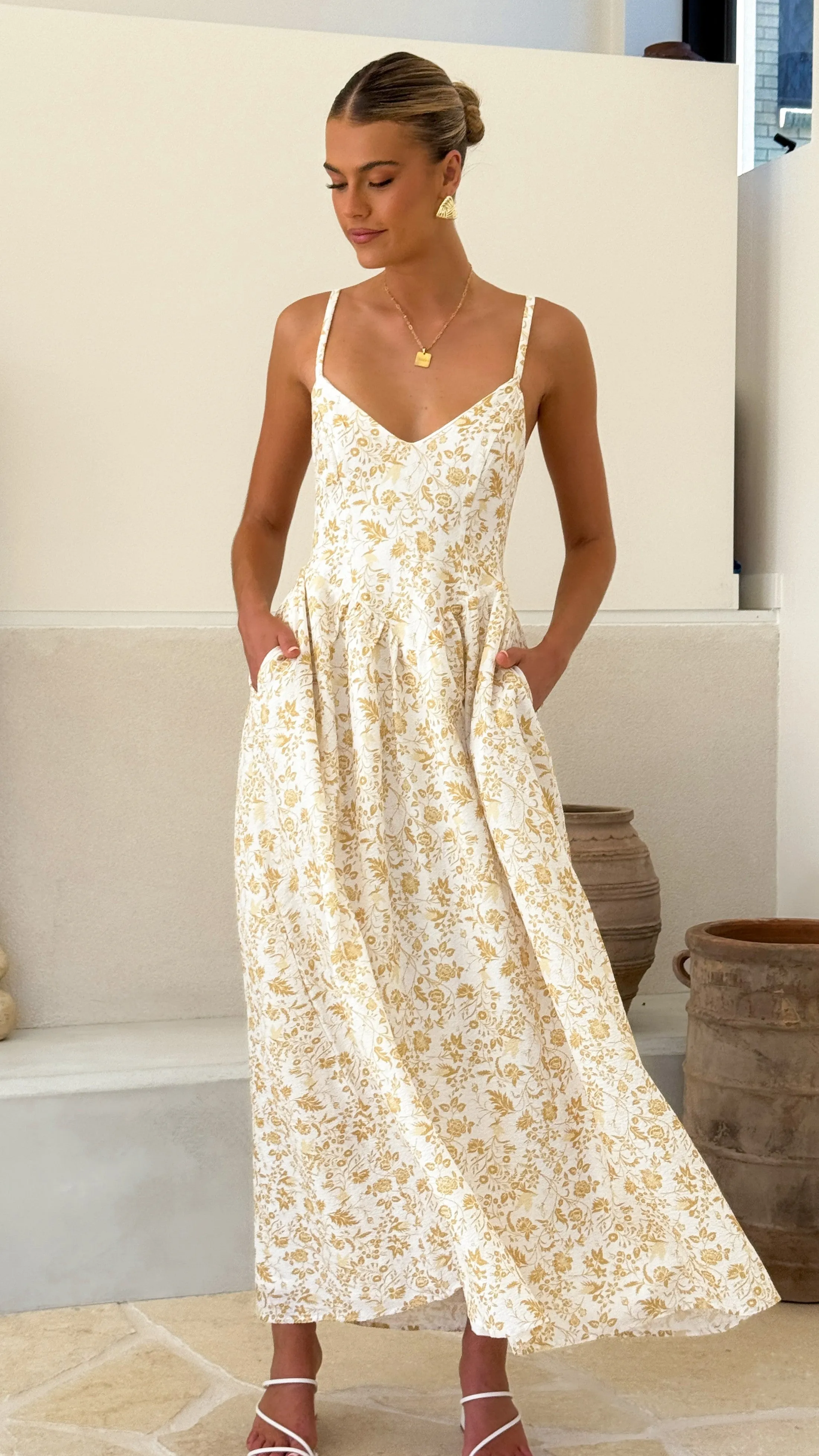 Azura Maxi Dress - Yellow Floral