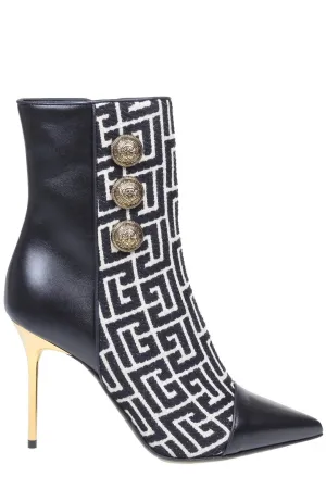 Balmain Logo Monogram Panelled Roni Ankle Boots