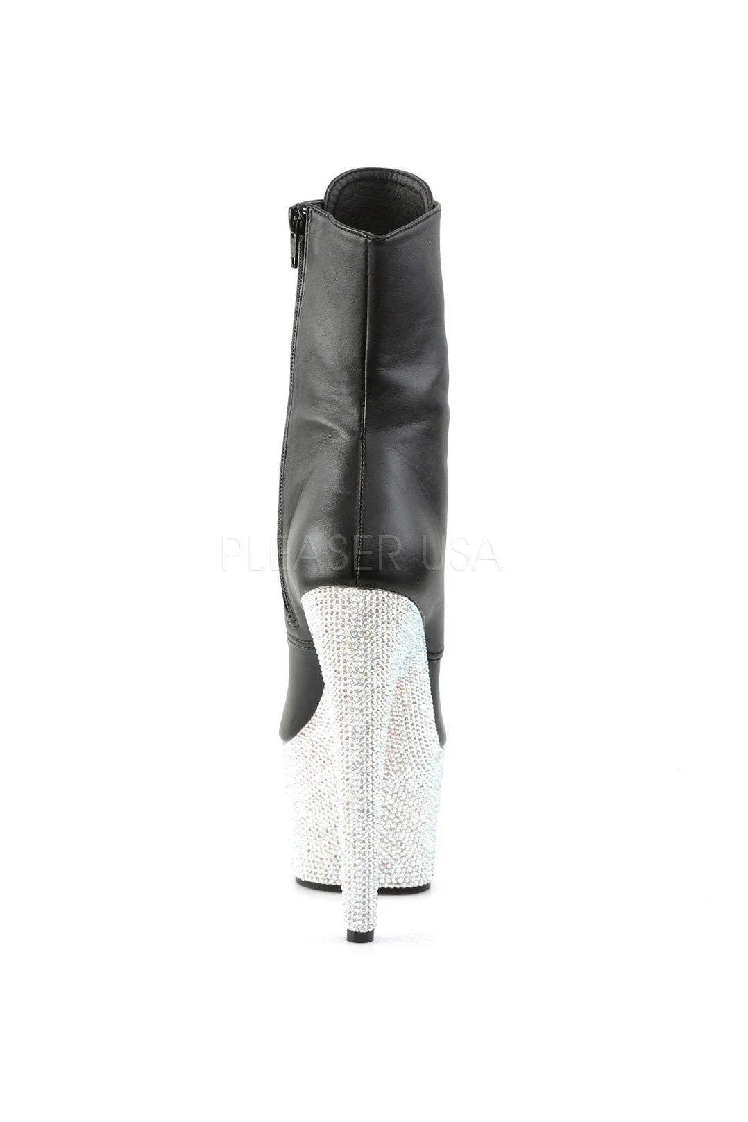 BEJEWELED-1020-7 Platform Boot  | Black Faux Leather