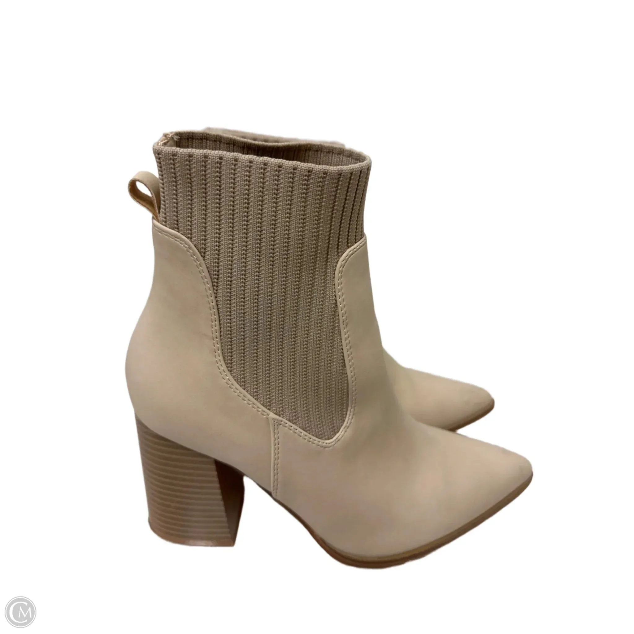 Boots Ankle Heels By Clothes Mentor In Cream, Size: 7