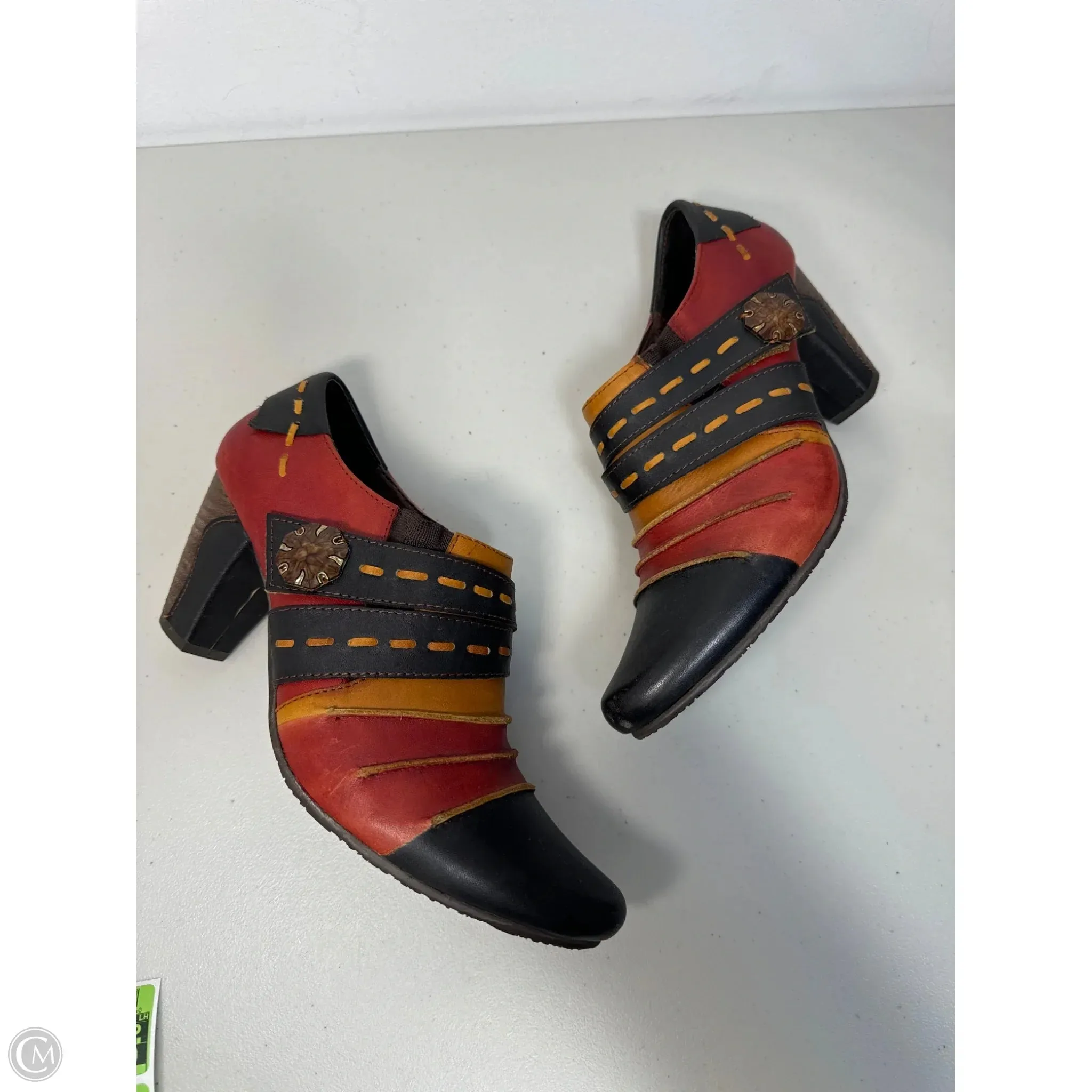 Boots Ankle Heels By Cmb In Black & Orange, Size: 9