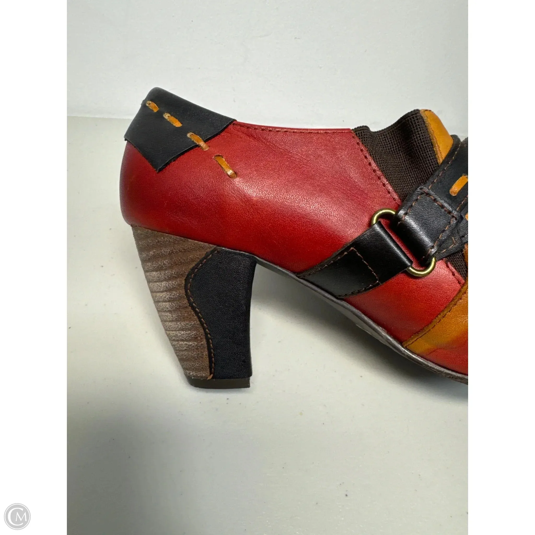 Boots Ankle Heels By Cmb In Black & Orange, Size: 9