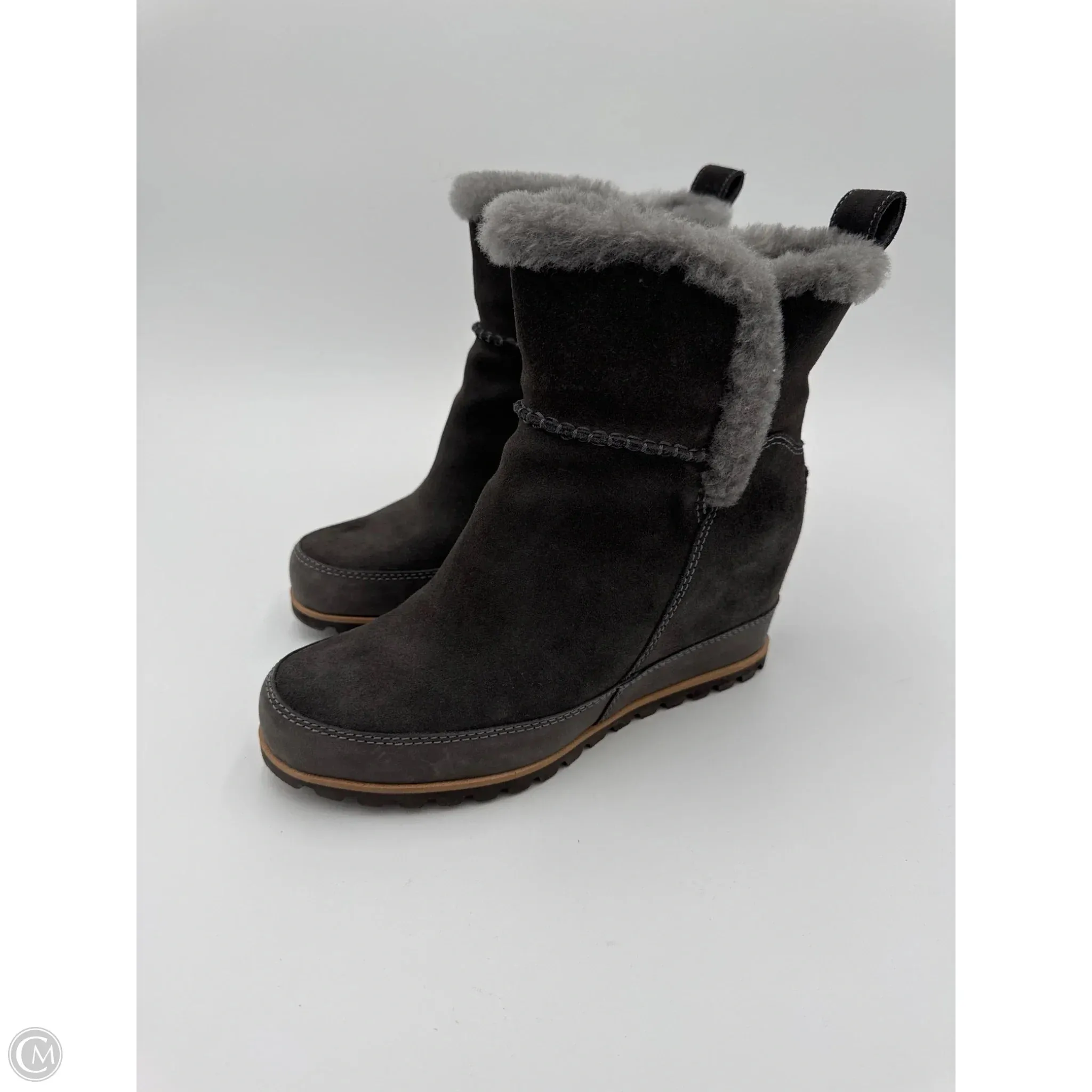 Boots Ankle Heels By Ugg In Grey, Size: 9.5