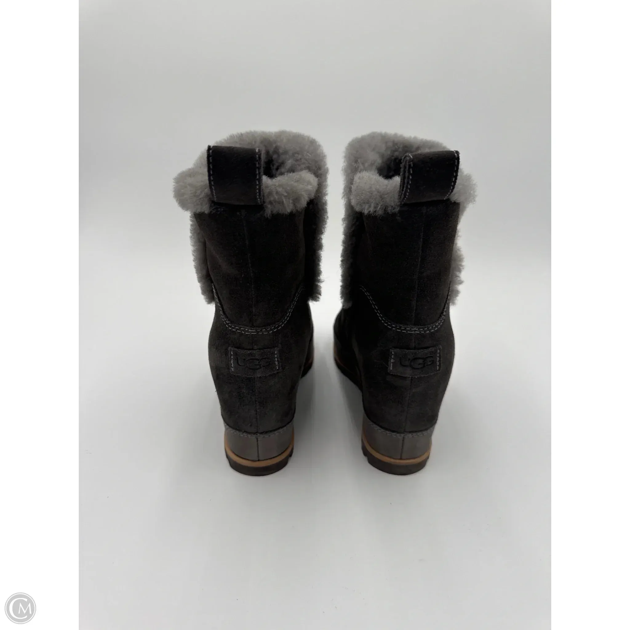 Boots Ankle Heels By Ugg In Grey, Size: 9.5
