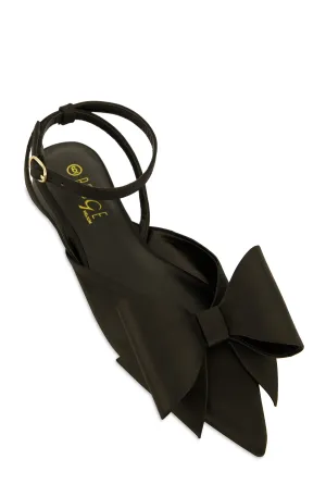 Bow Pointed Toe Ankle Strap Flats