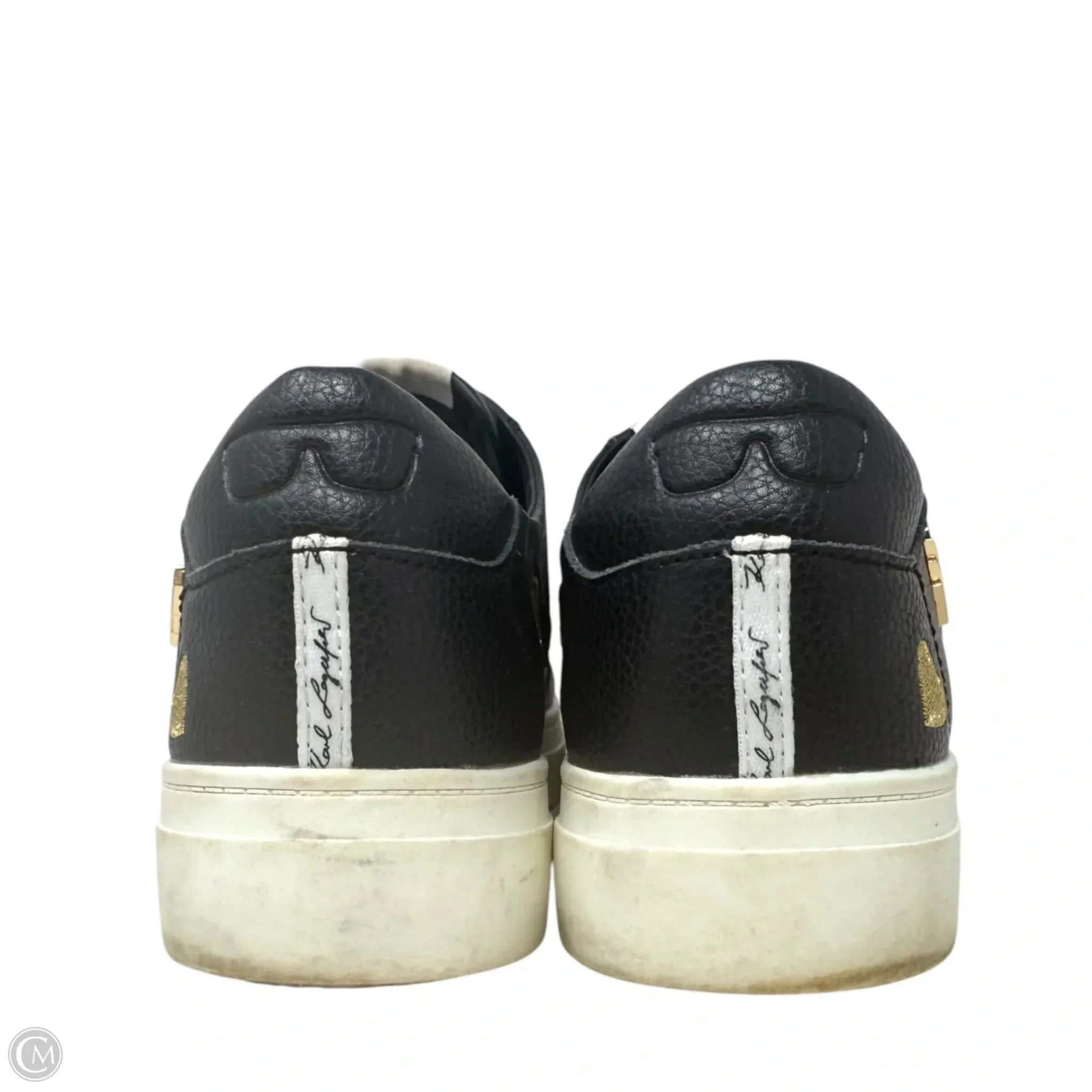 Cate Pins Lace Up Sneakers Designer By Karl Lagerfeld In Black & White, Size: 9