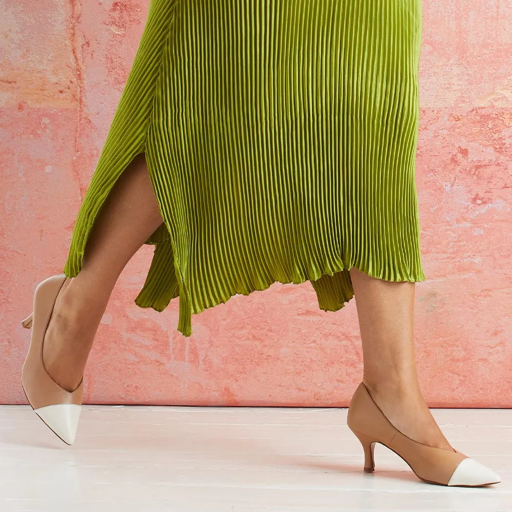 Cora: Nude & Cream Leather