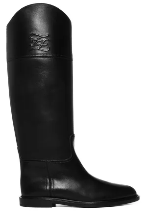 Fendi Karligraphy Embossed Knee-High Boots