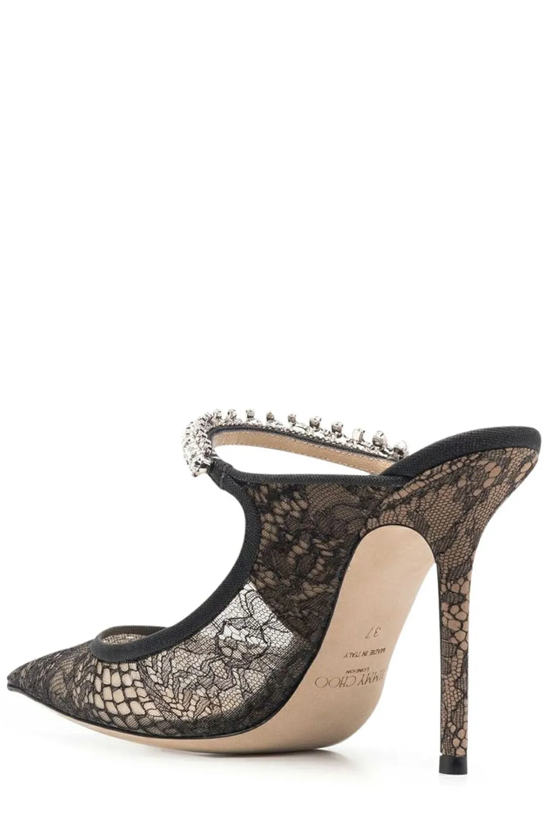 Jimmy Choo Bing 100 Crystal Embellished Lace Mules