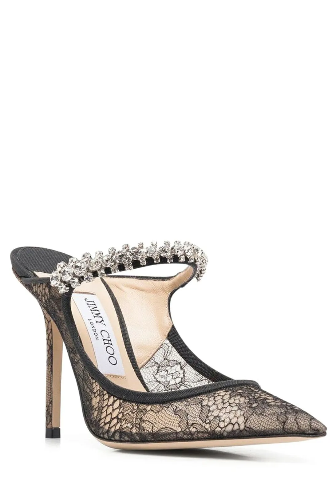 Jimmy Choo Bing 100 Crystal Embellished Lace Mules