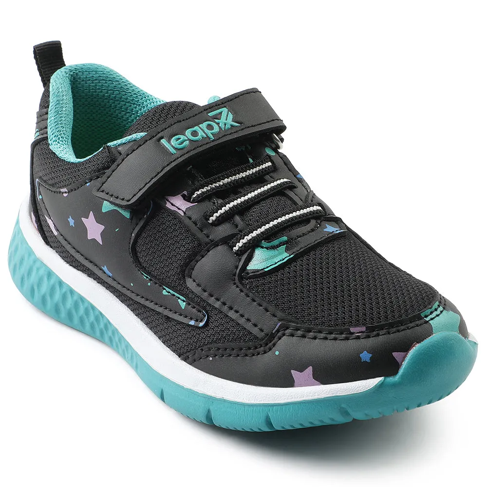 Leap7x Black Sports Non Lacing Walking Shoes For Kids JAMIE-51V By Liberty