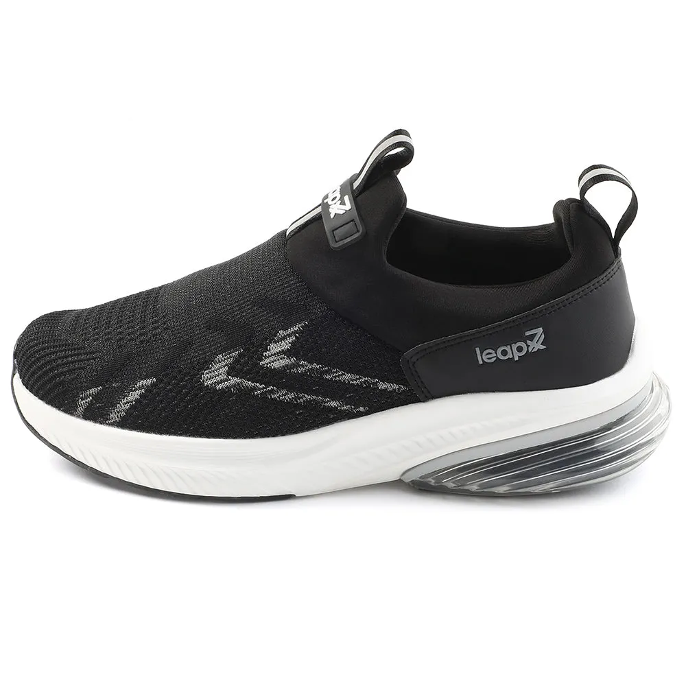 Leap7x Black Sports Non Lacing Walking Shoes For Men BRISK-24 By Liberty