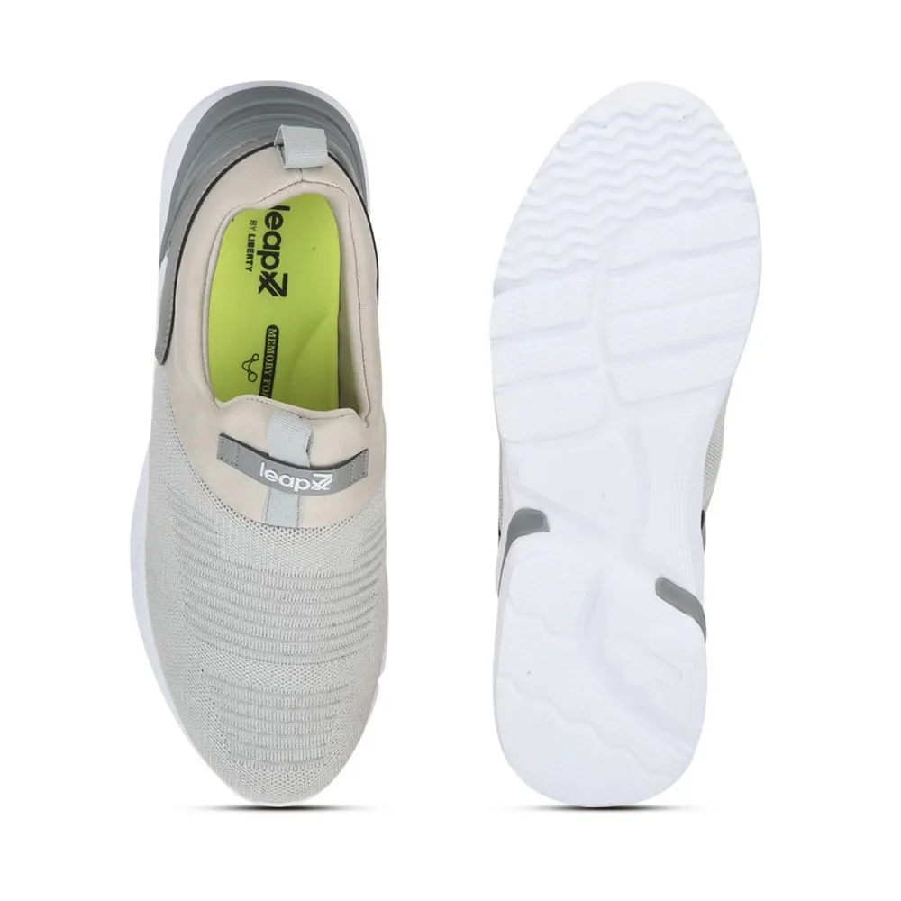 Leap7x Non-Lacing Light Grey Casual Slip-on Shoes For Men BRISK-01 By Liberty
