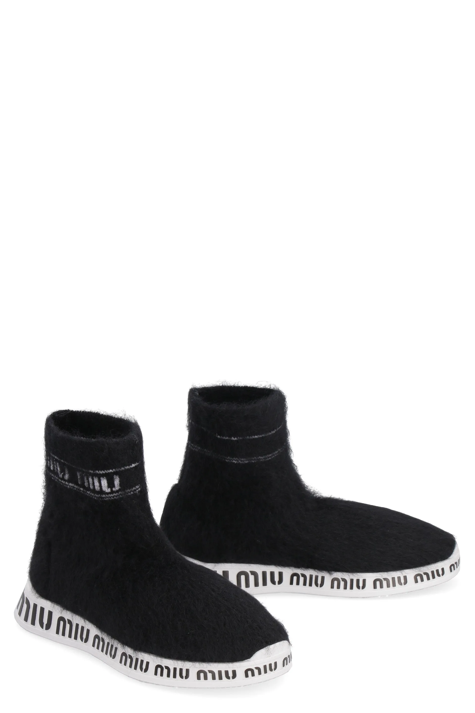Miu Miu Logo Detailed Knitted Sock Sneakers