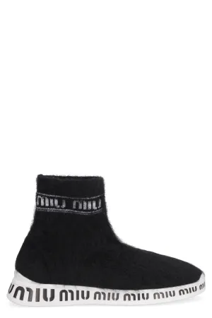 Miu Miu Logo Detailed Knitted Sock Sneakers