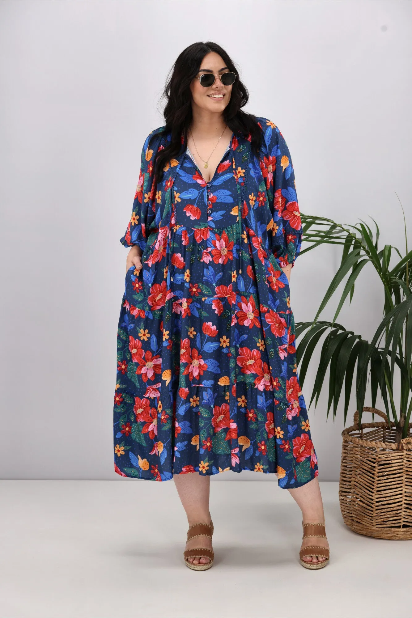 Sunday Boho Ashley Dress Navy Floral