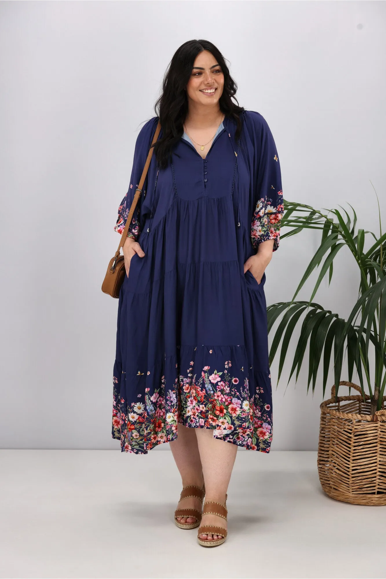 Sunday Boho Zephyr Dress Navy Floral