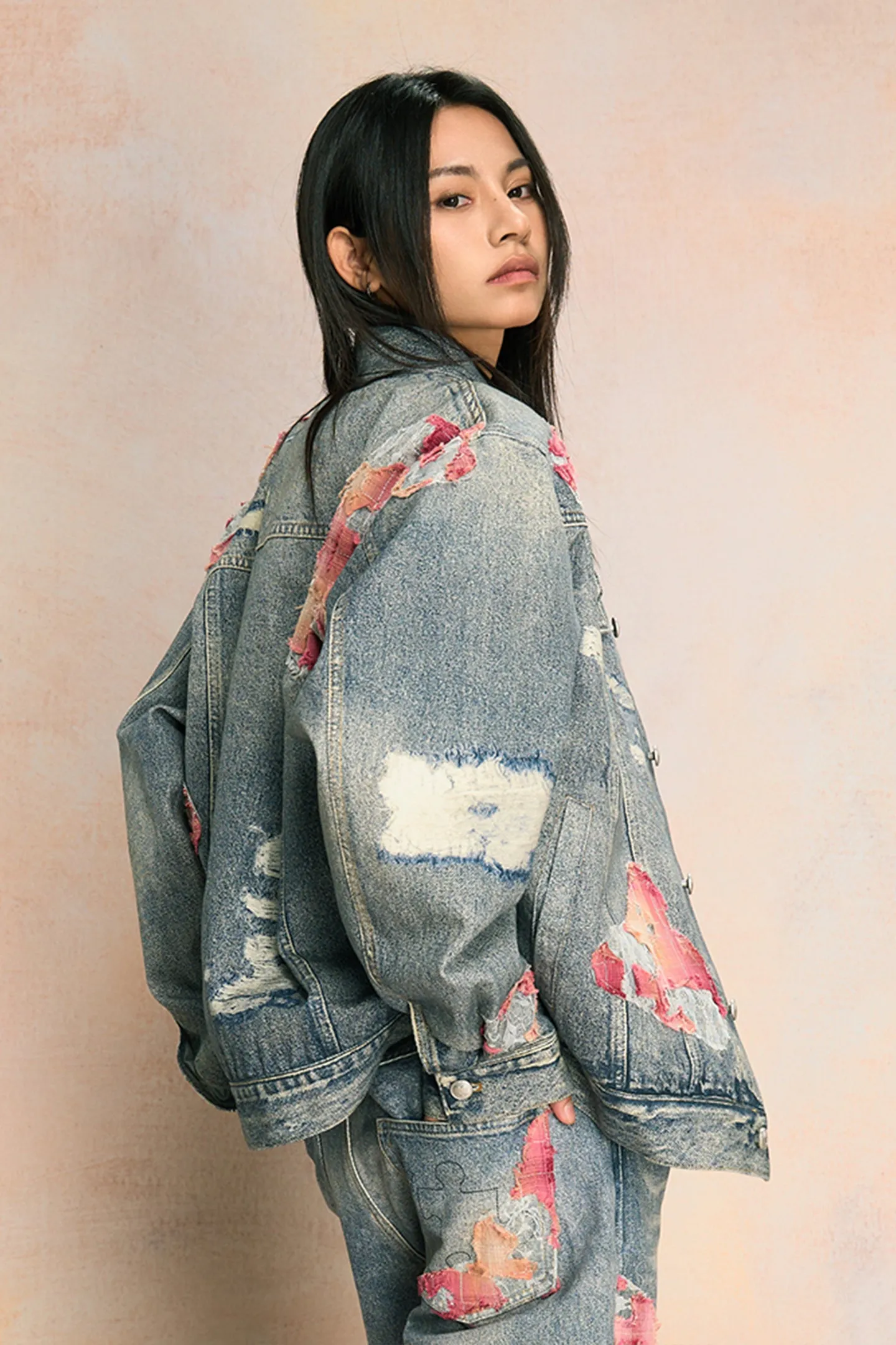 Sunset Cloud Lace Print Denim Jacket/Pants