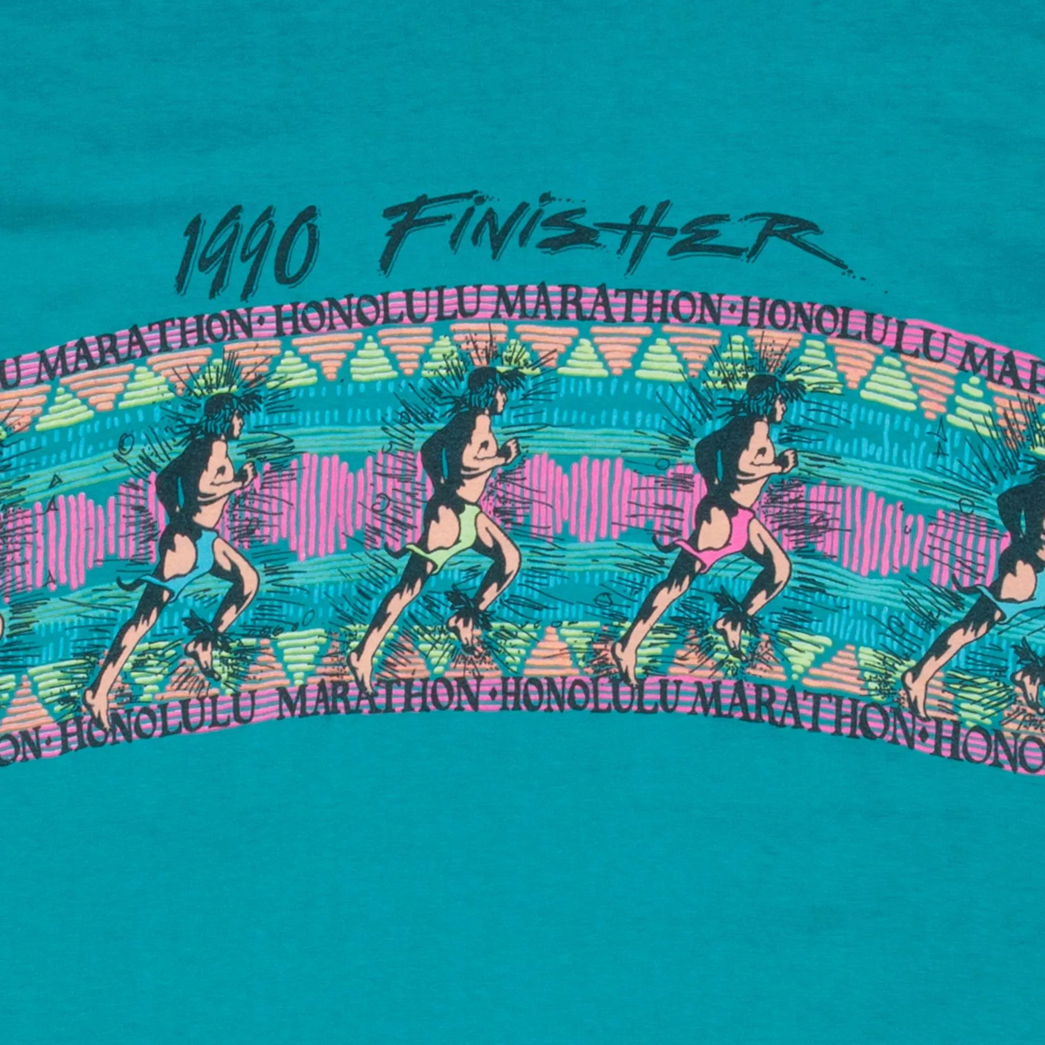 VINTAGE HONOLULU MARATHON FINISHER 1990 TEE SHIRT LARGE MADE IN USA
